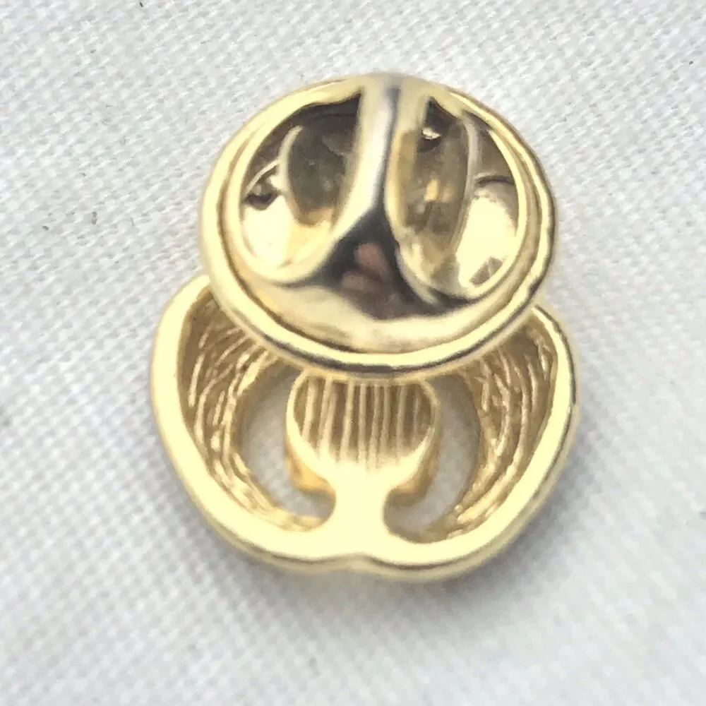 Teacher Apple Pin Brooch Gold Tone Enamel Jeweled Gift Idea Fashion Accessory